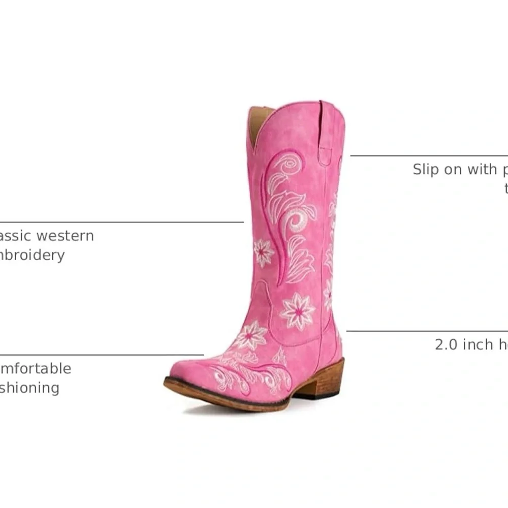 Pink Embroidered Vintage Inspiref knee High Western Boots